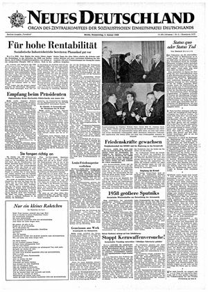 Neues Deutschland Online-Archiv vom 02.01.1958