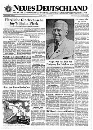 Neues Deutschland Online-Archiv on Jan 3, 1958