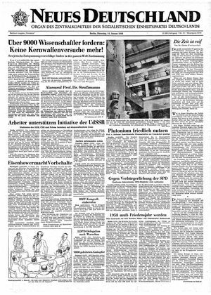 Neues Deutschland Online-Archiv vom 14.01.1958