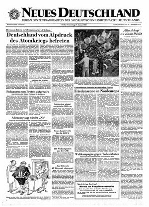 Neues Deutschland Online-Archiv vom 16.01.1958