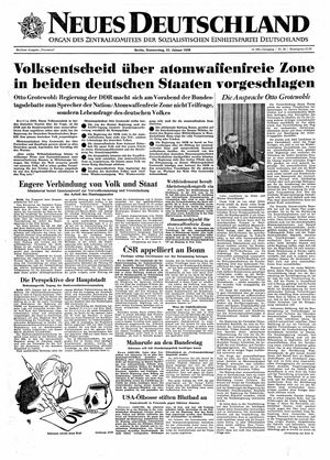 Neues Deutschland Online-Archiv vom 23.01.1958