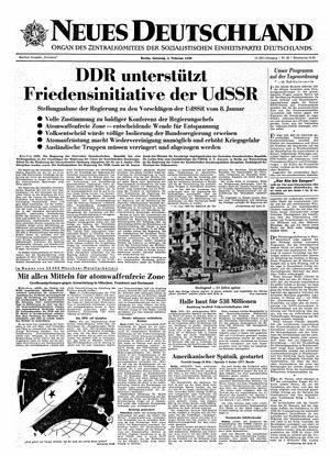 Neues Deutschland Online-Archiv vom 02.02.1958