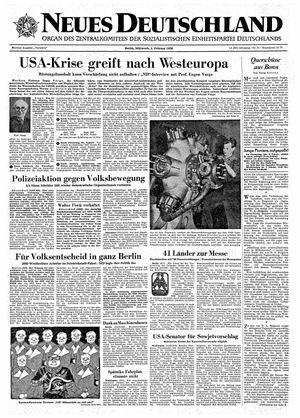 Neues Deutschland Online-Archiv vom 05.02.1958