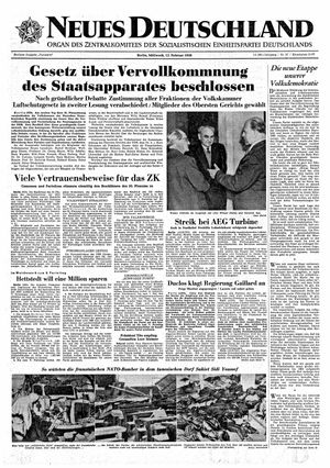 Neues Deutschland Online-Archiv vom 12.02.1958