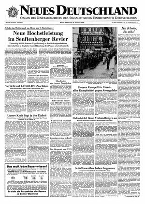 Neues Deutschland Online-Archiv vom 19.02.1958