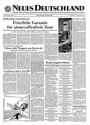 Neues Deutschland Online-Archiv vom 20.02.1958