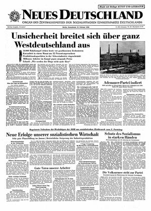 Neues Deutschland Online-Archiv vom 22.02.1958
