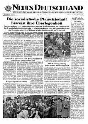 Neues Deutschland Online-Archiv vom 28.02.1958