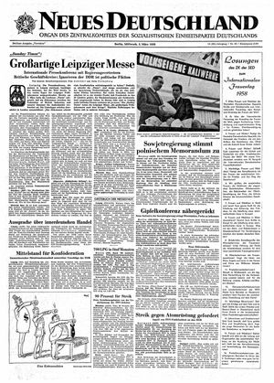 Neues Deutschland Online-Archiv on Mar 5, 1958