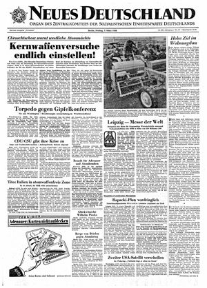 Neues Deutschland Online-Archiv vom 07.03.1958