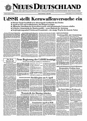 Neues Deutschland Online-Archiv on Apr 1, 1958