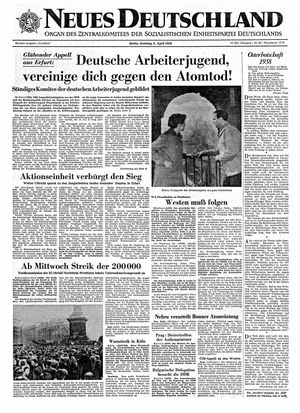 Neues Deutschland Online-Archiv vom 06.04.1958