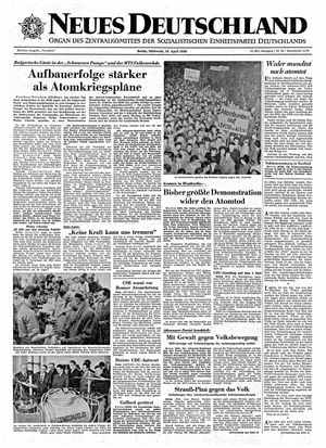 Neues Deutschland Online-Archiv vom 16.04.1958