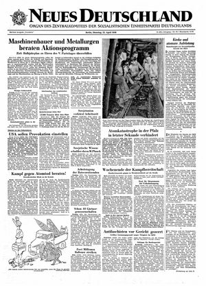 Neues Deutschland Online-Archiv vom 22.04.1958
