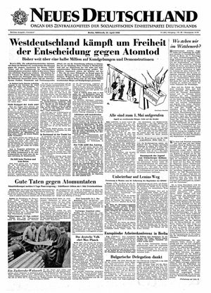 Neues Deutschland Online-Archiv vom 23.04.1958