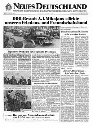 Neues Deutschland Online-Archiv vom 30.04.1958