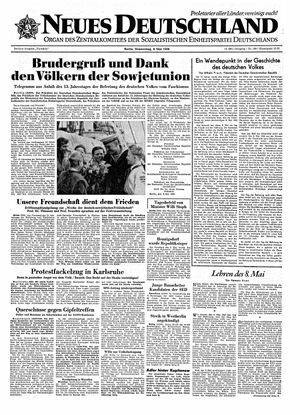 Neues Deutschland Online-Archiv vom 08.05.1958