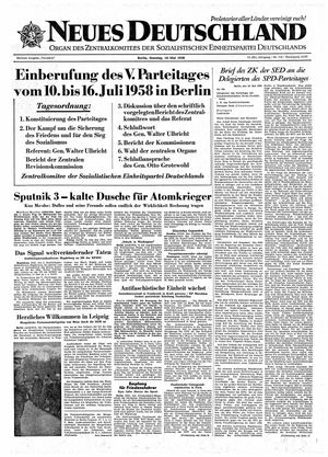 Neues Deutschland Online-Archiv vom 18.05.1958