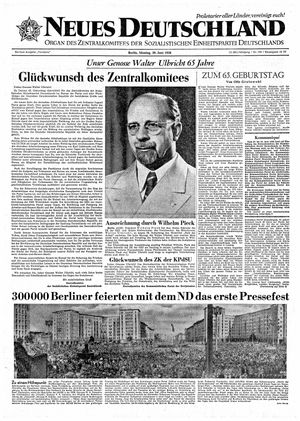 Neues Deutschland Online-Archiv vom 30.06.1958