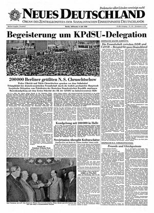 Neues Deutschland Online-Archiv vom 09.07.1958