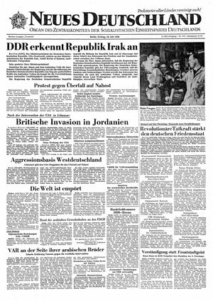 Neues Deutschland Online-Archiv vom 18.07.1958