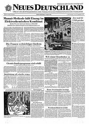 Neues Deutschland Online-Archiv vom 07.08.1958