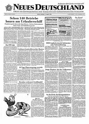 Neues Deutschland Online-Archiv vom 17.08.1958
