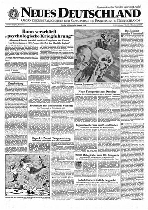 Neues Deutschland Online-Archiv vom 20.08.1958