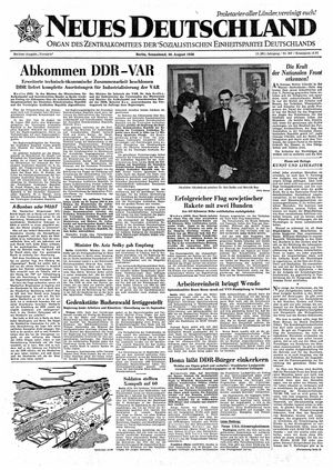 Neues Deutschland Online-Archiv vom 30.08.1958