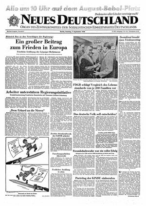 Neues Deutschland Online-Archiv vom 07.09.1958