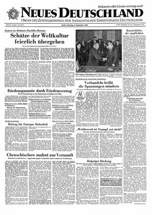 Neues Deutschland Online-Archiv vom 09.09.1958