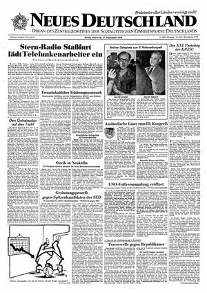 Neues Deutschland Online-Archiv vom 17.09.1958