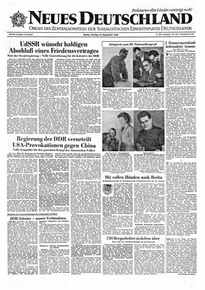 Neues Deutschland Online-Archiv vom 19.09.1958