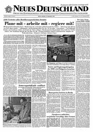 Neues Deutschland Online-Archiv vom 21.09.1958