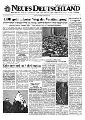 Neues Deutschland Online-Archiv vom 25.09.1958