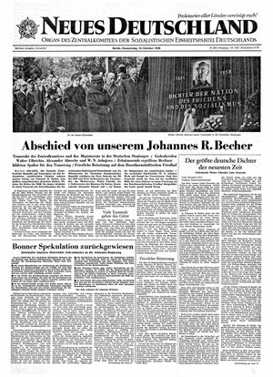 Neues Deutschland Online-Archiv vom 16.10.1958