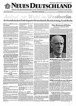 Neues Deutschland Online-Archiv vom 31.10.1958