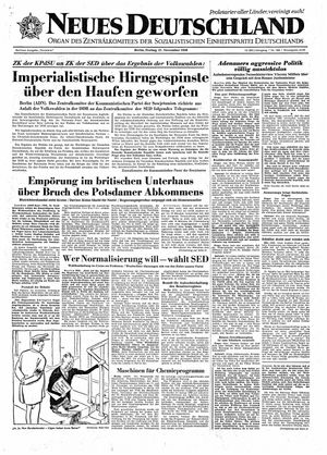 Neues Deutschland Online-Archiv vom 21.11.1958