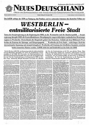 Neues Deutschland Online-Archiv vom 28.11.1958