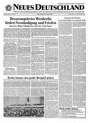 Neues Deutschland Online-Archiv vom 30.11.1958