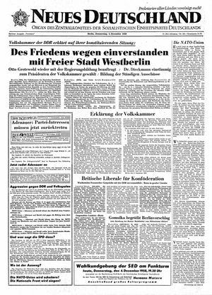 Neues Deutschland Online-Archiv vom 04.12.1958