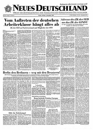 Neues Deutschland Online-Archiv vom 05.12.1958
