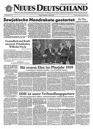 Neues Deutschland Online-Archiv vom 03.01.1959