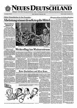 Neues Deutschland Online-Archiv vom 23.09.1959