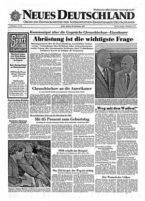 Neues Deutschland Online-Archiv vom 28.09.1959