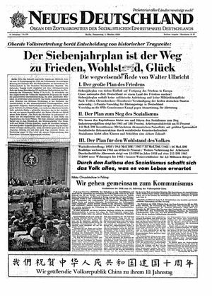 Neues Deutschland Online-Archiv vom 01.10.1959