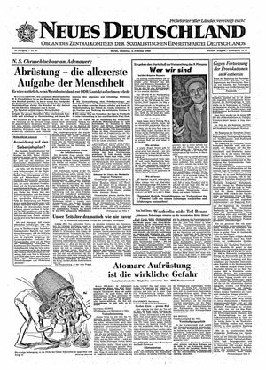 Neues Deutschland Online-Archiv vom 02.02.1960