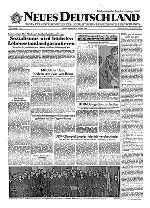 Neues Deutschland Online-Archiv vom 04.02.1960