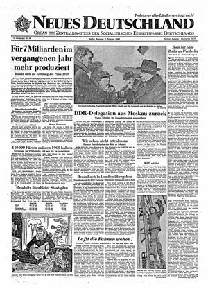 Neues Deutschland Online-Archiv vom 07.02.1960