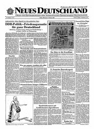 Neues Deutschland Online-Archiv vom 17.02.1960